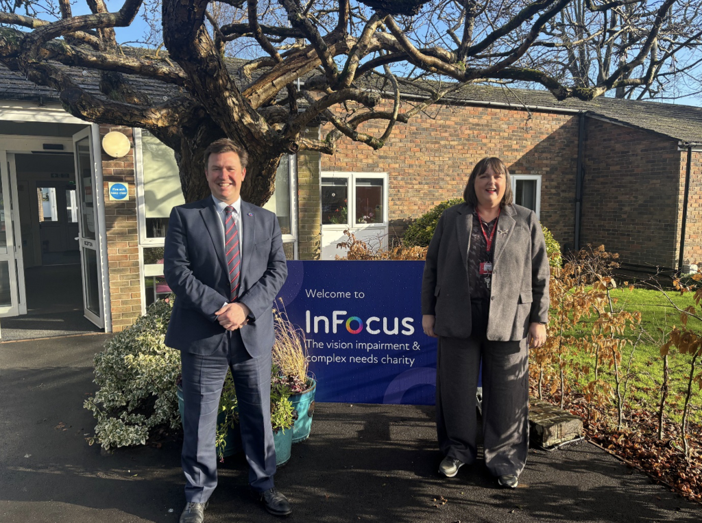 Picture from left: Steve Race MP and Jane Dye, Chief Executive of InFocus Charity.